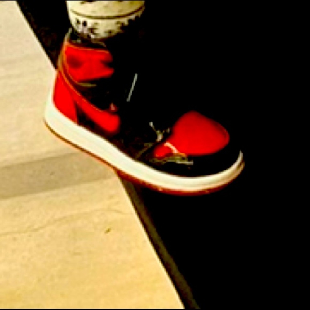 Black and Red Jordan 1 high OG patent